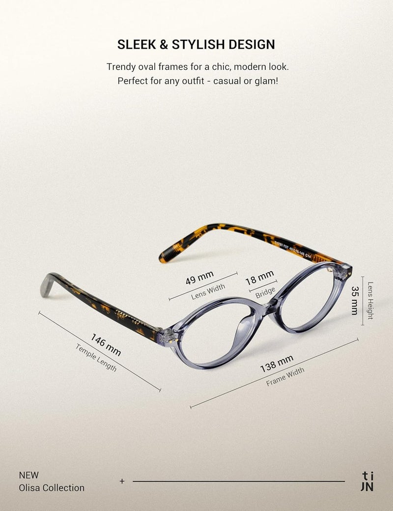 TIJN Olisa Blue Light Blocking Glasses for Women Men,Oval Glasses Frame Bluelight Glasses for Gaming/Computer/Screen - Image 3